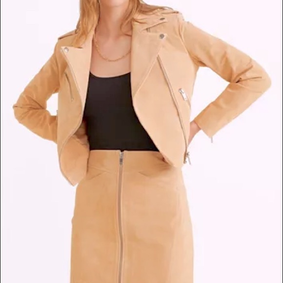 Mango Beige Suede Moto Jacket - Picture 4 of 4